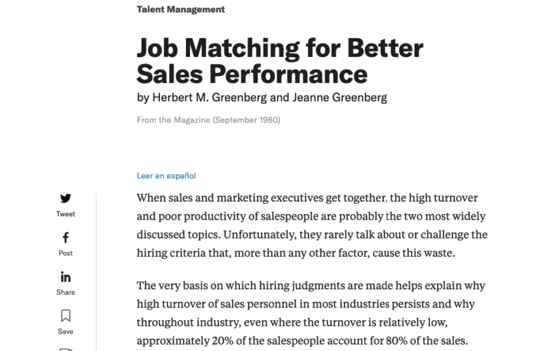 Harvard Business Review: Job Matching